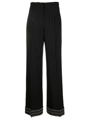 Alberta Ferretti pantalon rayé à taille haute - Noir