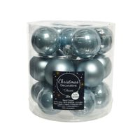 18x stuks kleine glazen kerstballen lichtblauw 4 cm mat/glans