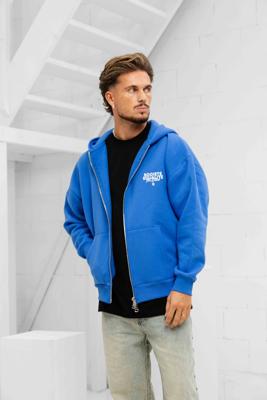 Equalité Societe Oversized Full Zip Hoodie Heren Blauw - Maat S - Kleur: WitBlauw | Soccerfanshop