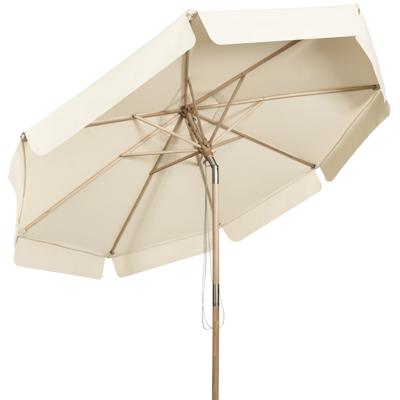 3m Terras Parasol Buiten Markt Parasol met Handmatige Druk op de Knop Kantelen 8 Hout Stokken Waterdichte Polyester Stof UV-Bescherming