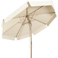 3m Terras Parasol Buiten Markt Parasol met Handmatige Druk op de Knop Kantelen 8 Hout Stokken Waterdichte Polyester Stof UV-Bescherming