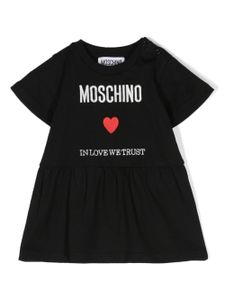 Moschino Kids robe évasée à logo brodé - Noir