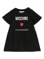 Moschino Kids robe évasée à logo brodé - Noir - thumbnail