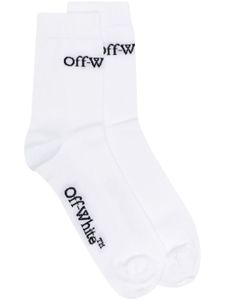 Off-White chaussettes à logo Bookish en intarsia - Blanc