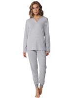 Dames Pyjama katoen met lange mouwen - Grijs - Maat 52