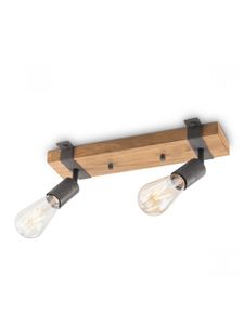 Light depot - plafondlamp Denton 2L - hout / burned metal - Outlet