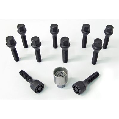 H&R Wielboutenset konisch M12x1.50 - Lengte 30mm - Zwart - 10 stuks - incl. wielsloten HRB1253001SET