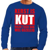 Foute kerstborrel trui blauw Kerst is kut maar ook gezellig blauw heren 2XL (56)  - - thumbnail