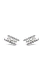 Yoko London boucles d'oreilles Sleek en or blanc 18ct ornés de diamants et de perles Akoya - Argent - thumbnail