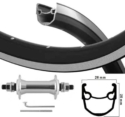 Kgs voorwiel 28 inch (622) velg ryde stratos/zilver zwart vaste as
