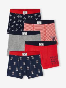 Set met 5 stretch boxers "piraten" voor jongens set marineblauw en rood