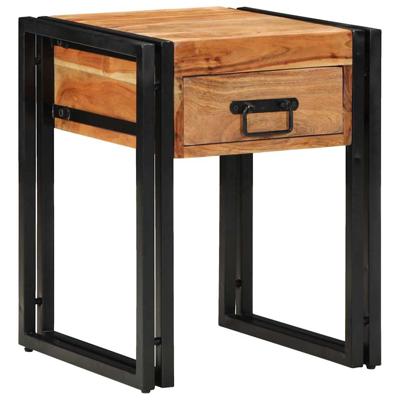 Bijzettafel met lade Bruin 40 x 40 x 50 cm Massief acaciahout