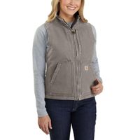 Carhartt Washed Duck Sherpa Lined Mock Neck Taupe Grey Bodywarmer Dames - thumbnail