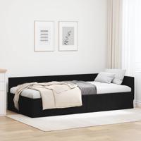 Hoekbedframe Zwart 90 x 200 cm Stof en Gemproviseerd hout