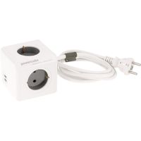 Stekkerdoos Powercube 4-voudig + 2x USB Stekkerdoos