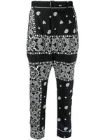 sacai pantalon ceinturé à imprimé cachemire - Noir
