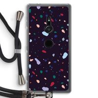 Dark Rounded Terrazzo: Sony Xperia XZ2 Transparant Hoesje met koord