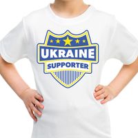 Oekraine / Ukraine schild supporter t-shirt wit voor kinderen - thumbnail