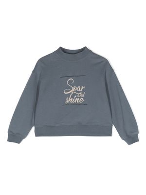Brunello Cucinelli Kids hoodie en coton à slogan brodé - Bleu