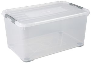 Curver handy+ opbergbox 65 liter + wielen transparant
