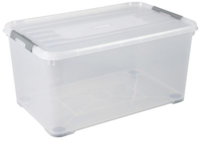 Curver handy+ opbergbox 65 liter + wielen transparant