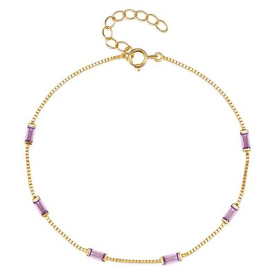 Elenza Goudkleurige Armband met Roze Stenen in 925 Sterling Zilver