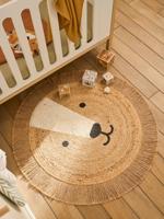 Rond kleed van jute Leeuw goudbeige