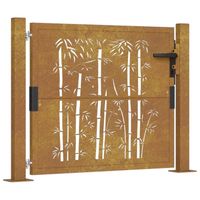 vidaXL Poort met bamboe-ontwerp 105x105 cm cortenstaal - thumbnail