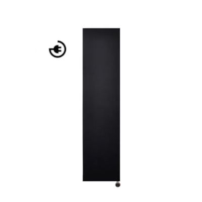 Radiator Sanicare Denso 180 x 40 cm. Mat Zwart Met Thermostaat Chroom Rechtsonder