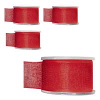 Hobby/decoratie sierlint - 4x - rood - organza - 4 cm x 20 meter