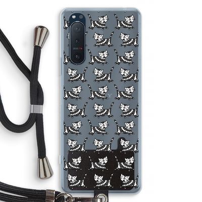 Zwarte poes: Sony Xperia 5 II Transparant Hoesje met koord