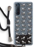 Zwarte poes: Sony Xperia 5 II Transparant Hoesje met koord