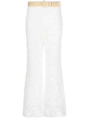 ZIMMERMANN pantalon ample à fleurs en dentelle - Blanc