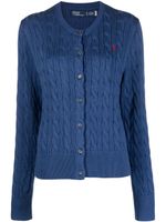 Polo Ralph Lauren logo-embroidered cable-knit cotton cardigan - Bleu