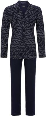 Donkerblauwe heren doorknooppyjama