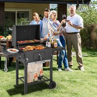 Houtskoolbarbecue voor Buiten Groot Kookoppervlak 2 Opklapbare Zijtafels 8 Haken 2 Wielen Flesopener voor Picknick Camping Terras