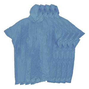 Regenponcho met capuchon - 10x - blauw - herbruikbaar - PVC