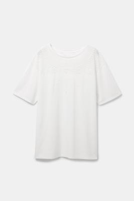 Geometrisch T-shirt met mesh - WHITE - XL