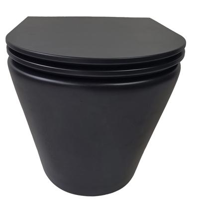 Rimless Wandcloset BWS Astev Flush Mat Zwart Met Flatline Toiletzitting Softclose En Quick Release Mat Zwart Boss & Wessing