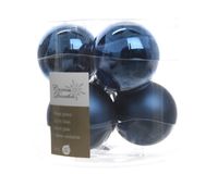 Kerstbal glas glans-mat diameter 8cm nacht blauw - Ksd