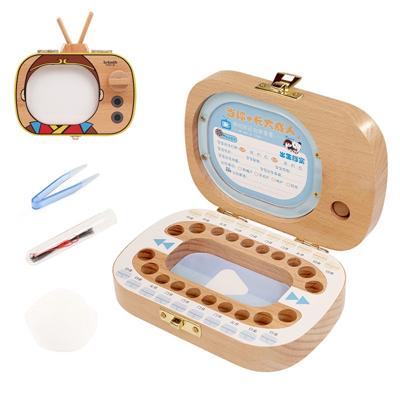 Creatieve houten kinderen TV set Bladverliege tand behoud vak baby tanden Tandhuis opbergdoos