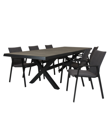 Ottowa uitschuif tafeltafel 205/265 x 100 antraciet met Tuinstoel Fubar