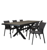 Ottowa uitschuif tafeltafel 205/265 x 100 antraciet met Tuinstoel Fubar