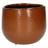 Mica Decorations Bloempot - okergeel - keramiek - 16 x 14 cm