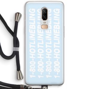 Hotline bling blue: OnePlus 6 Transparant Hoesje met koord