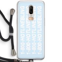 Hotline bling blue: OnePlus 6 Transparant Hoesje met koord