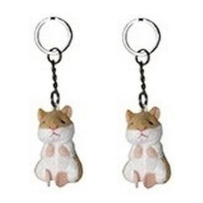 4x stuks pluche hamster knuffel sleutelhanger 6 cm