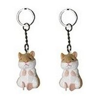 4x stuks pluche hamster knuffel sleutelhanger 6 cm