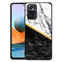Xiaomi Redmi Note 10 Pro Marmeren Print Telefoonhoesje Marmer Wit Zwart - Origineel Cadeau Man