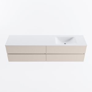 MONDIAZ VICA 190cm badmeubel onderkast Linen 4 lades. Wastafel CLOUD rechts 1 kraangat, kleur Talc.
